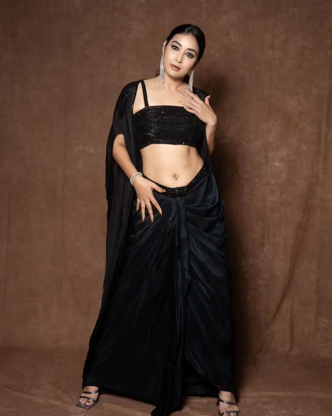 ETV Actress Bhanu Sri Long Legs Show in Black Gown